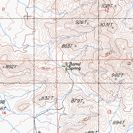 Topographic Map of Barrel Spring, CA