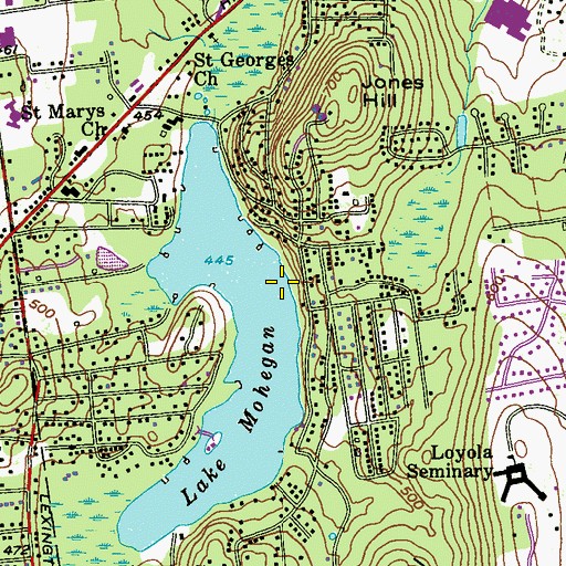 Topographic Map of Lake Mohegan Census Designated Place, NY