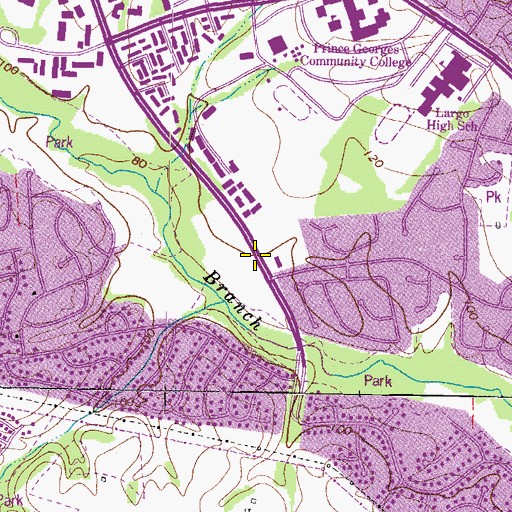 Topographic Map of Largo Census Designated Place, MD