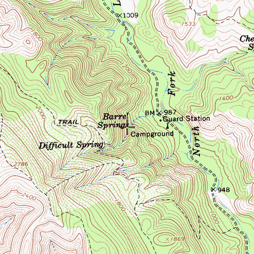 Topographic Map of Barrel Springs, CA