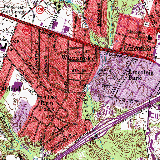 Topographic Map of Lincolnia Census Designated Place, VA
