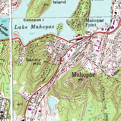 Topographic Map of Mahopac Census Designated Place, NY