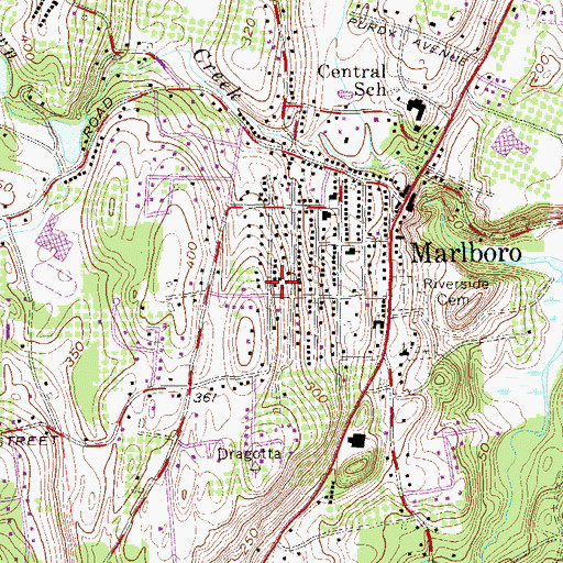 Topographic Map of Marlboro Census Designated Place, NY