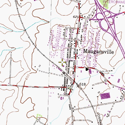 Topographic Map of Maugansville Census Designated Place, MD