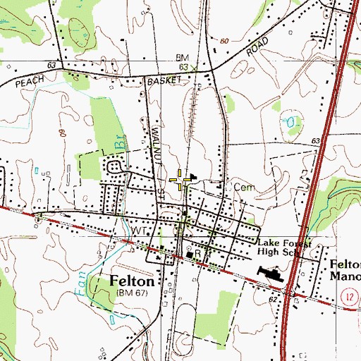Topographic Map of Town of Felton, DE