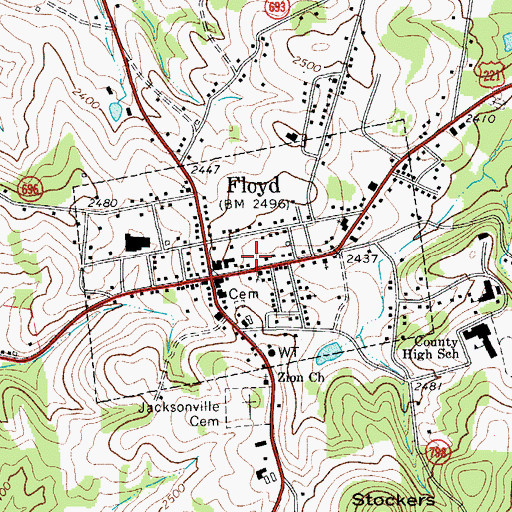 Topographic Map of Town of Floyd, VA