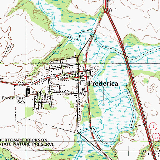 Topographic Map of Town of Frederica, DE