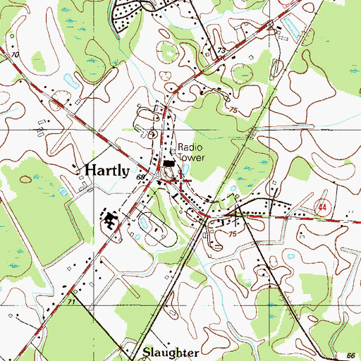 Topographic Map of Town of Hartly, DE