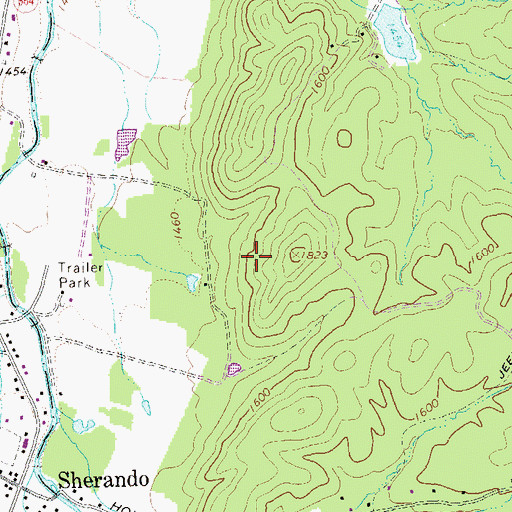Topographic Map of Sherando Census Designated Place, VA