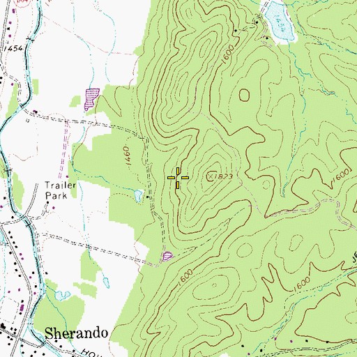 Topographic Map of Sherando Census Designated Place, VA