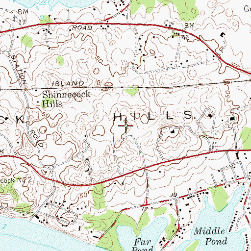 Topographic Map of Shinnecock Hills Census Designated Place, NY