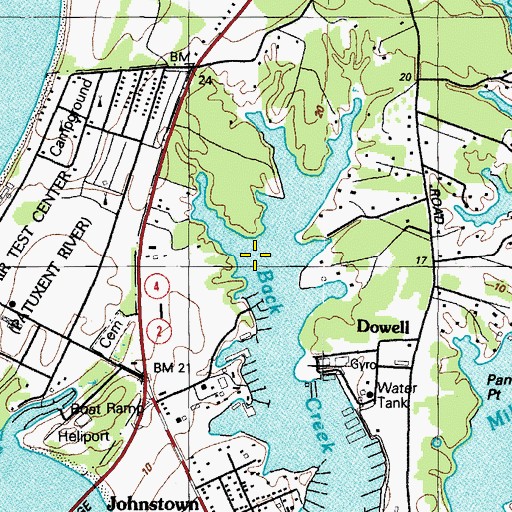 Topographic Map of Solomons Census Designated Place, MD