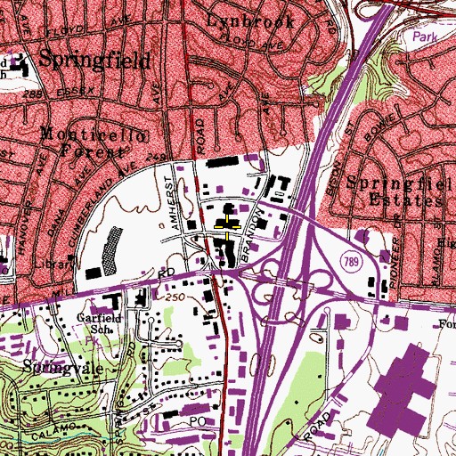 Topographic Map of Springfield Census Designated Place, VA