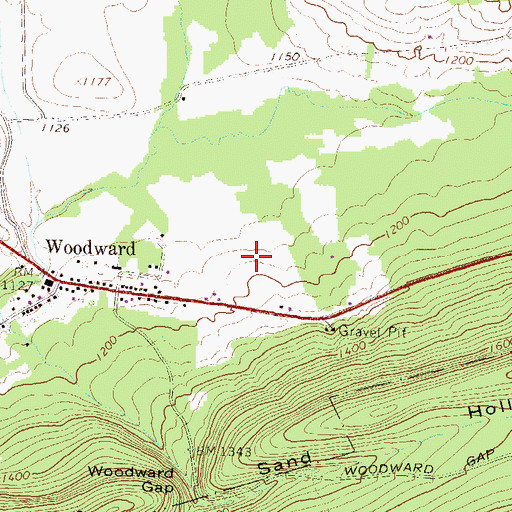 Topographic Map of Woodward Census Designated Place, PA