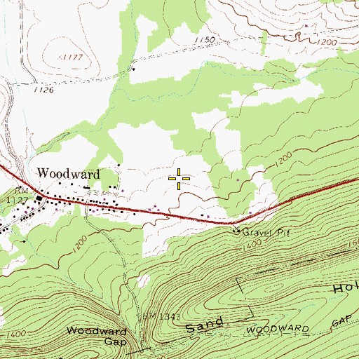 Topographic Map of Woodward Census Designated Place, PA