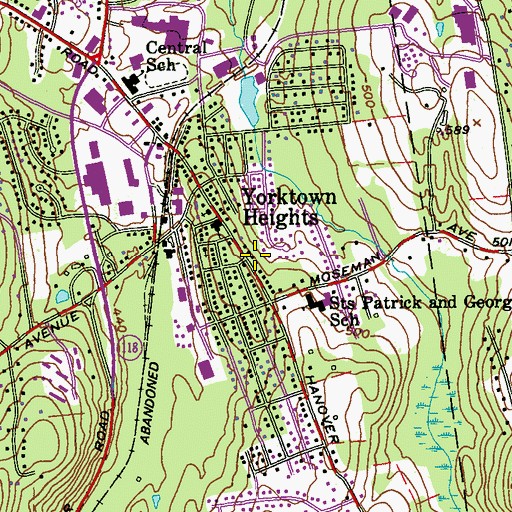 Topographic Map of Yorktown Heights Census Designated Place, NY