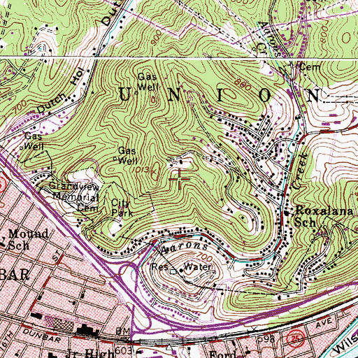 Topographic Map of City of Dunbar, WV