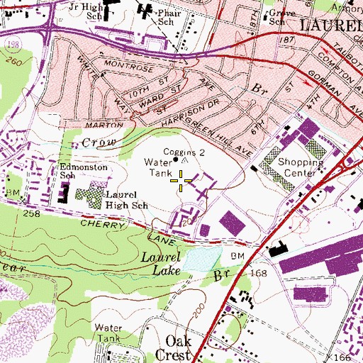 Topographic Map of City of Laurel, MD
