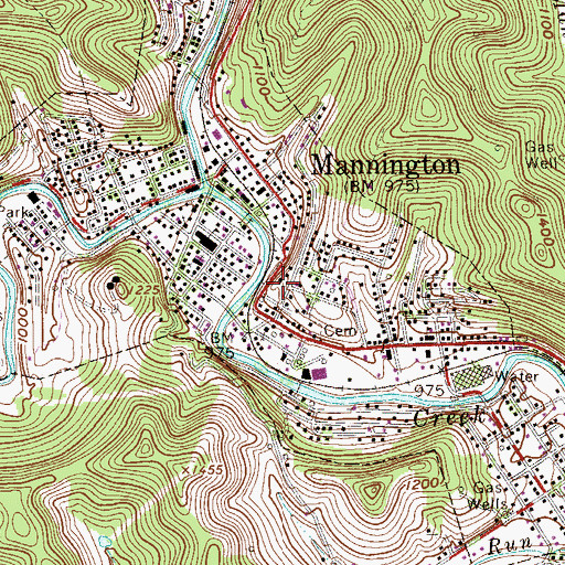 Topographic Map of City of Mannington, WV