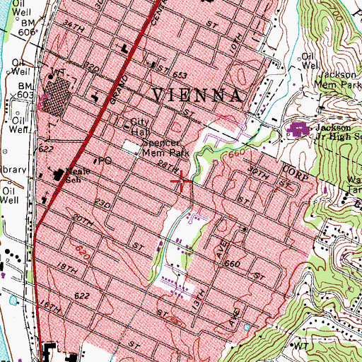 Topographic Map of City of Vienna, WV