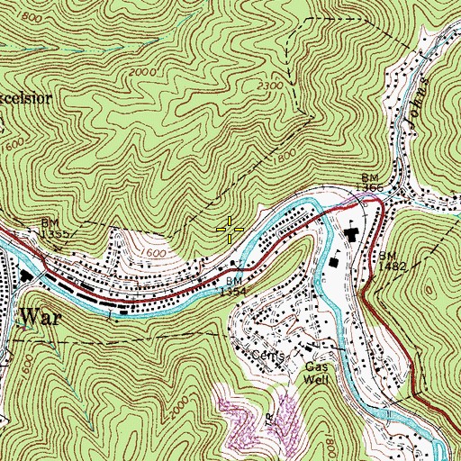 Topographic Map of City of War, WV