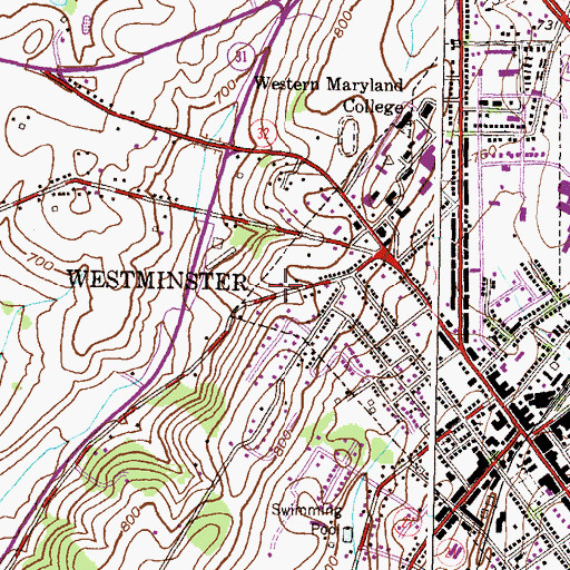 Topographic Map of City of Westminster, MD