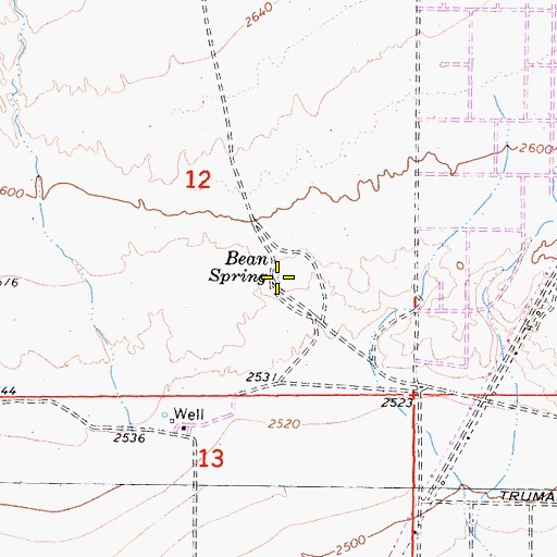 Topographic Map of Bean Spring, CA