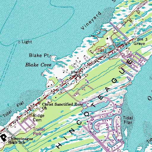 Topographic Map of Town of Chincoteague, VA