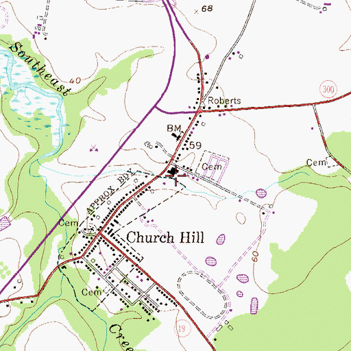 Topographic Map of Town of Church Hill, MD