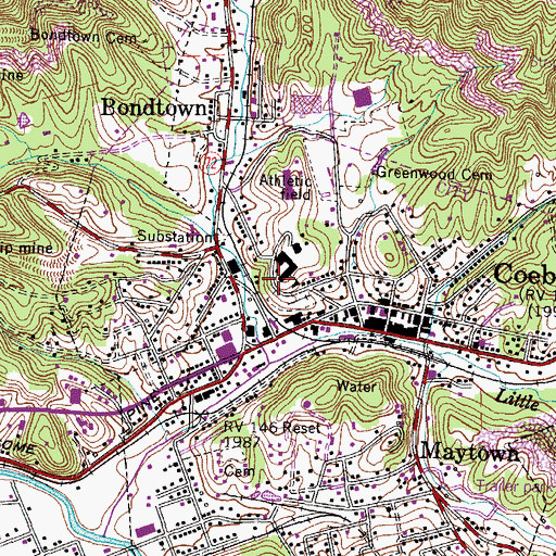 Topographic Map of Town of Coeburn, VA