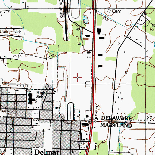 Topographic Map of Town of Delmar, DE