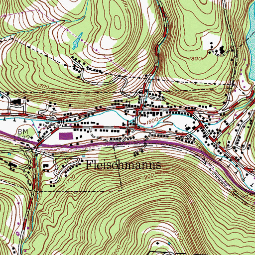 Topographic Map of Village of Fleischmanns, NY