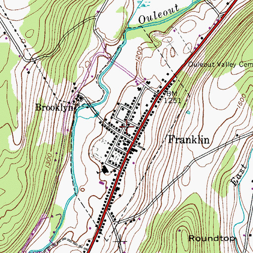 Topographic Map of Village of Franklin, NY