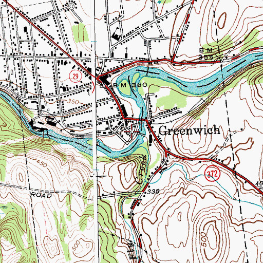 Topographic Map of Village of Greenwich, NY