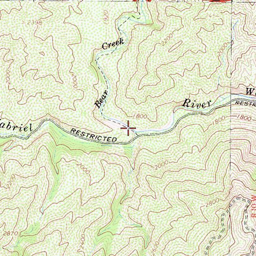 Topographic Map of Bear Creek, CA