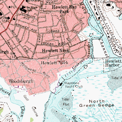 Topographic Map of Village of Hewlett Neck, NY
