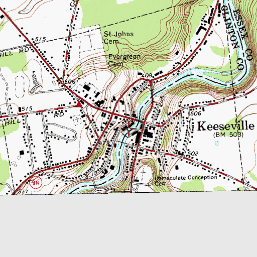 Topographic Map of Village of Keeseville (historical), NY