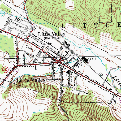 Topographic Map of Village of Little Valley, NY
