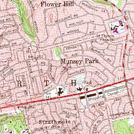 Topographic Map of Village of Munsey Park, NY