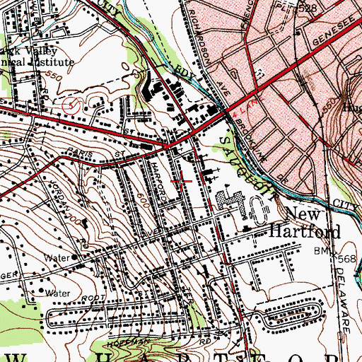 Topographic Map of Village of New Hartford, NY