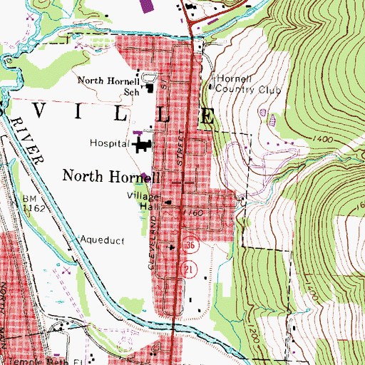 Topographic Map of Village of North Hornell (historical), NY