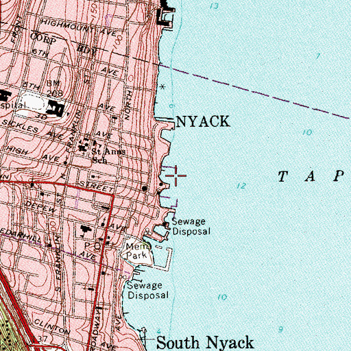 Topographic Map of Village of Nyack, NY