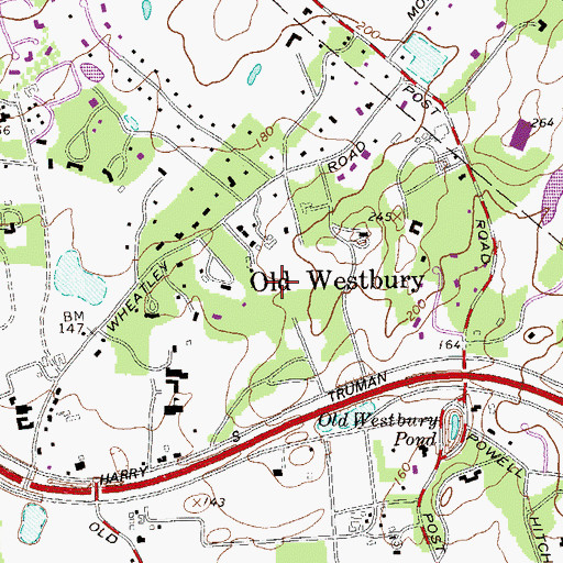 Topographic Map of Village of Old Westbury, NY