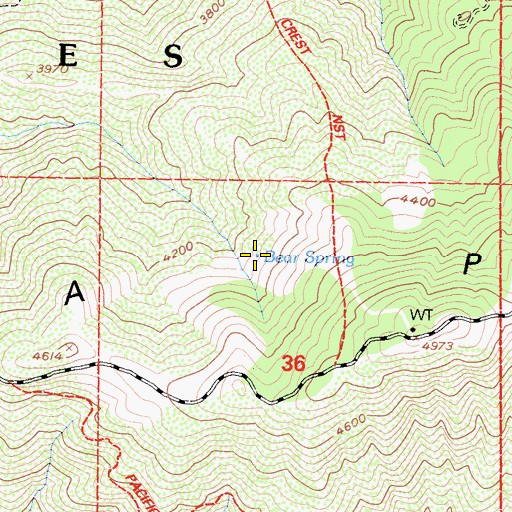 Topographic Map of Bear Spring, CA