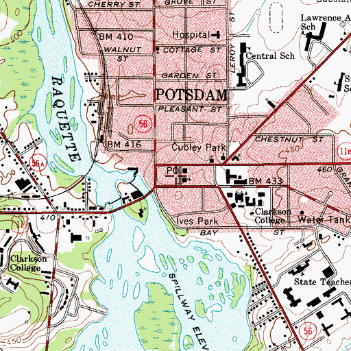 Topographic Map of Village of Potsdam, NY
