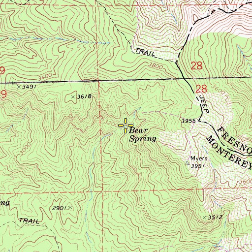 Topographic Map of Bear Spring, CA