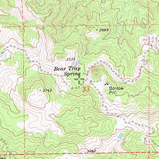 Topographic Map of Bear Trap Spring, CA