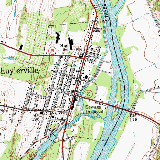 Topographic Map of Village of Schuylerville, NY