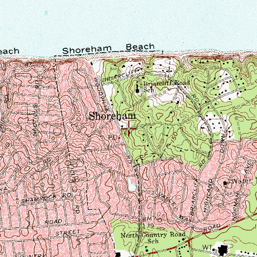 Topographic Map of Village of Shoreham, NY