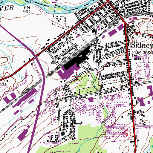 Topographic Map of Village of Sidney, NY